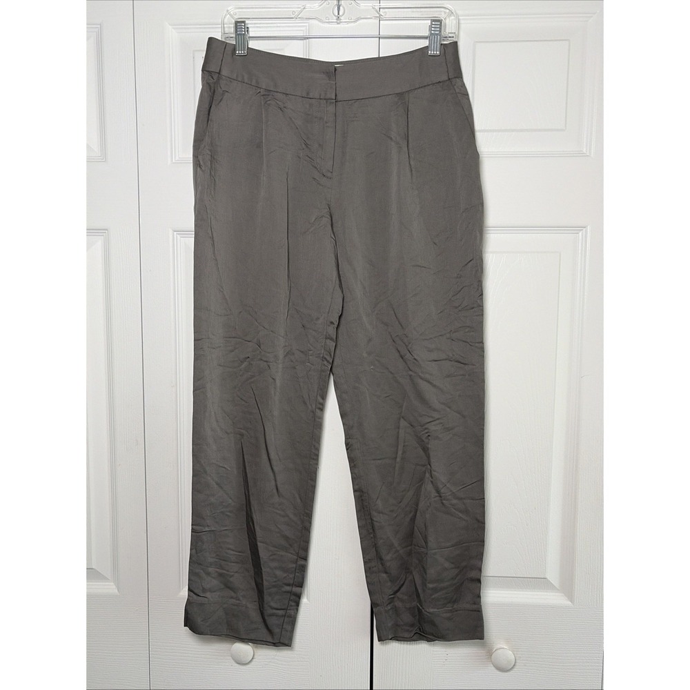 Milly New York Tapered Trousers Womens Size 10 Gray Ramie Viscose Dress Pants